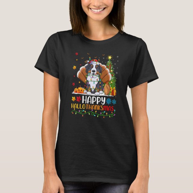 Camiseta Cachorro Feliz da Montanha Bernesa Hellothanksmas (Frente)