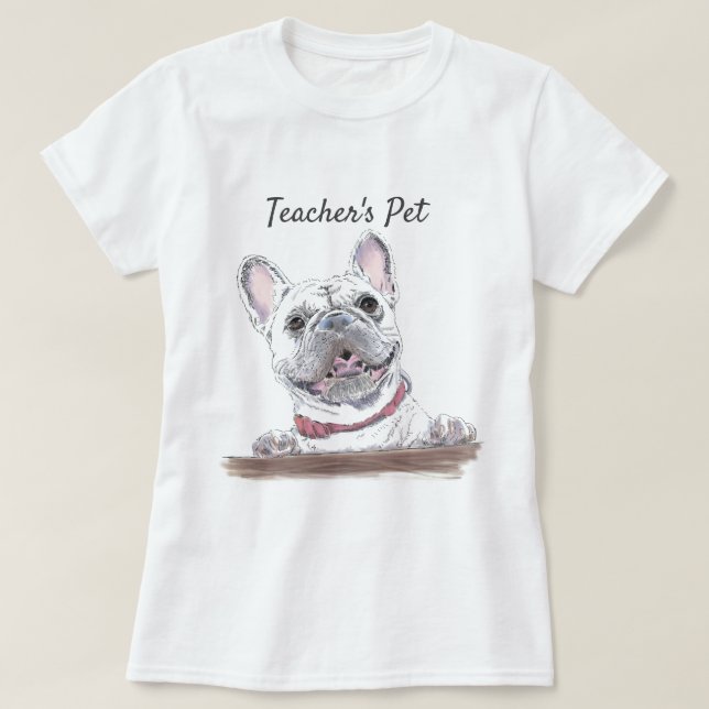 Camiseta Cachorro Feliz Francês Desenho Personalizado (Frente do Design)