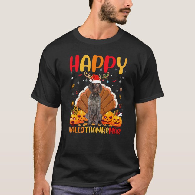 Camiseta Cachorro Feliz Pointer Alemão de Cabelo Comprido H (Frente)