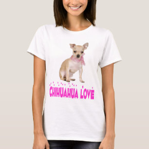 Camiseta Cachorro Filhote Chihuahua Corações Rosa Amor