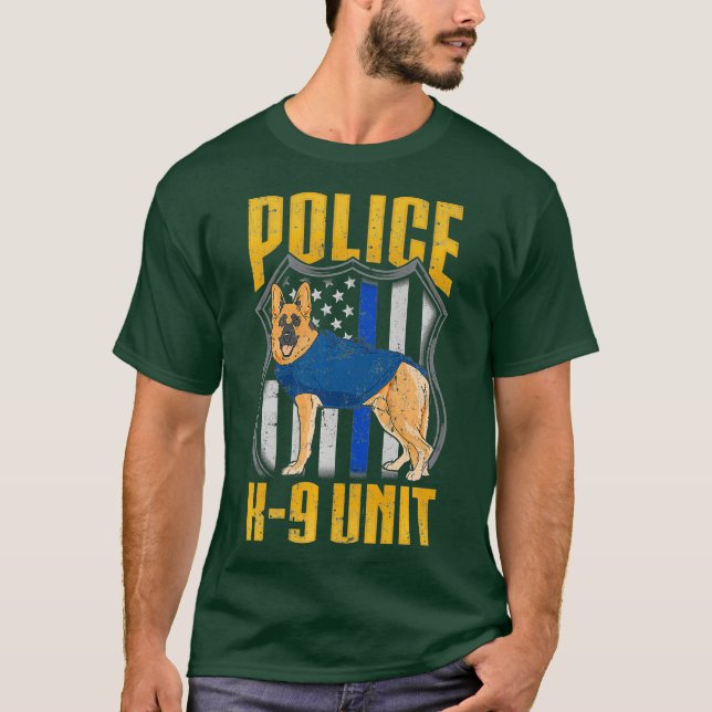 Camiseta Cachorro Fino Azul Linha Azul Magra da Polícia K9 (Frente)