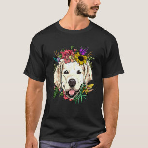 Camiseta Cachorro Floral Golden Retriever Botânico Flor Pet