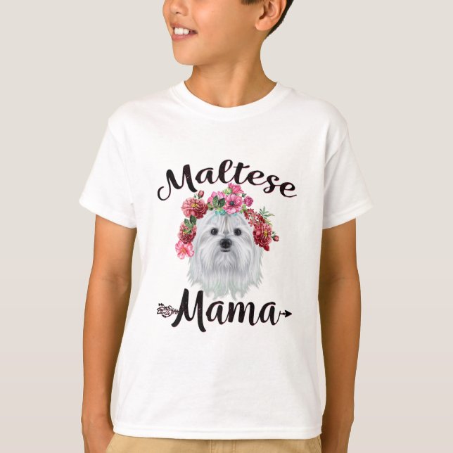 Camiseta Cachorro | Flores De Cachorro Maltesas, Florais (Frente)