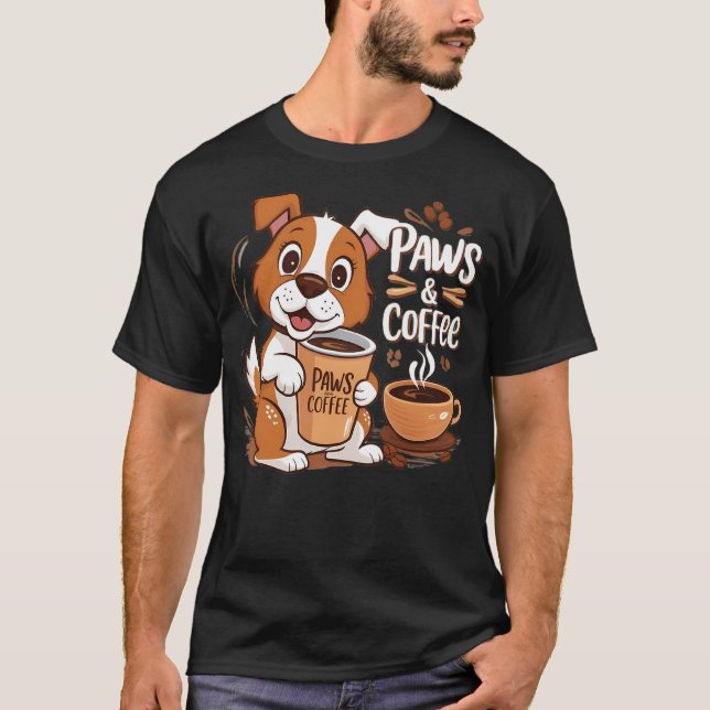 Camiseta Cachorro Fofo Amante de Café Para Amantes de Café  (Frente)
