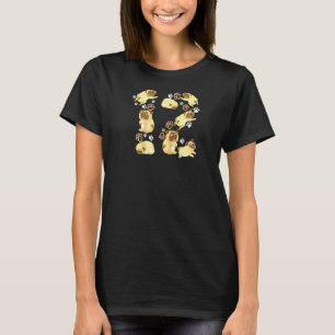 Camiseta Cachorro Fofo Aniversário de 12 anos Pug Macho Leg