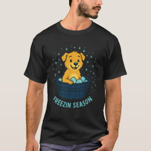 Camiseta Cachorro Fofo Congelando Temporada Inverno Banho F