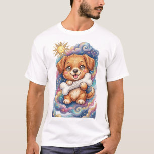 Camiseta Cachorro Fofo de Lápis Colorido com Osso – Caprich