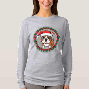 Camiseta Cachorro Fofo Dentro de uma Grinalda Natalina