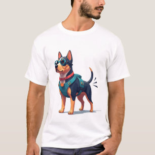 Camiseta Cachorro Fofo e Aventureiro com Óculos e Arnês