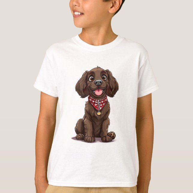 Camiseta Cachorro fofo em estilo desenho animado (Frente)