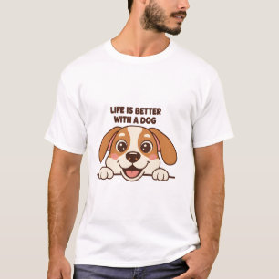 Camiseta Cachorro Fofo Espiando A Vida é Melhor com um Cach