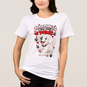 Camiseta Cachorro Fofo Felicidade Tem Quatro Patas