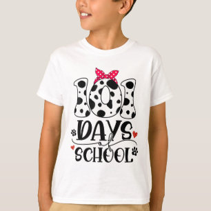 Camiseta Cachorro Fofo Feliz 101 Dias Escola 100 Dias Aluno