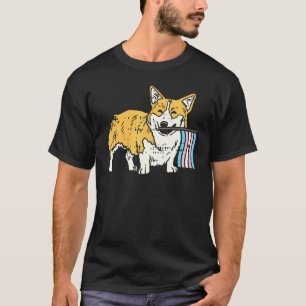 Camiseta Cachorro Fofo LGBT Corgi Galês Cor da Bandeira Tra