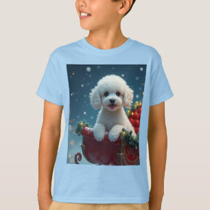 Camiseta Cachorro fofo no trenó do Papai Noel