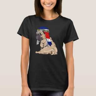 Camiseta Cachorro Fofo Pug Retro Bandeira Costa Rica Orgulh