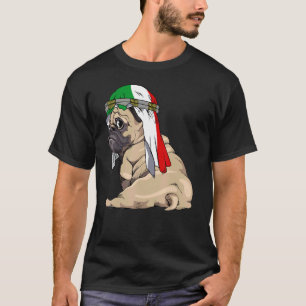Camiseta Cachorro Fofo Pug Retro Bandeira Itália Orgulho