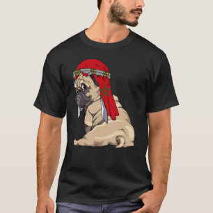 Camiseta Cachorro Fofo Pug Retro Orgulho Bandeira Marrocos