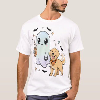 Camiseta Cachorro Fofo Retriever Dourado Pug Café Halloween
