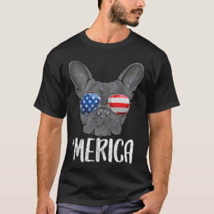 Camiseta Cachorro Francês 4 De Julho Bandeira Americana 1
