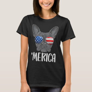 Camiseta Cachorro Francês 4 De Julho Bandeira Americana 1