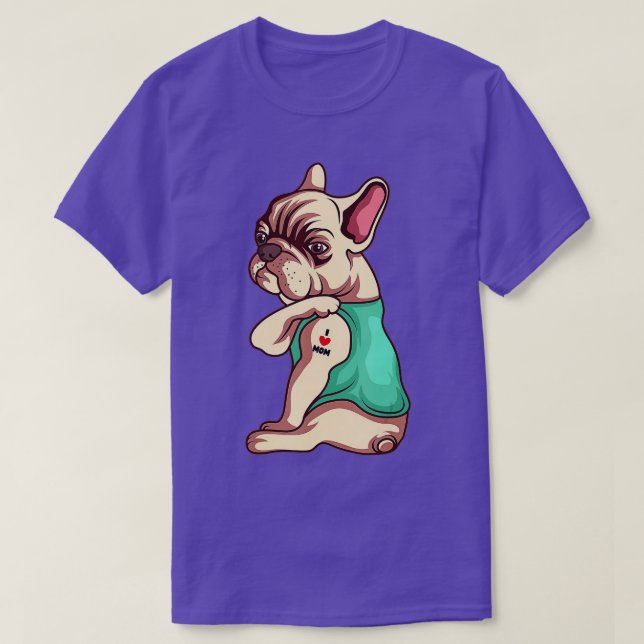 Camiseta Cachorro Francês Adoro Mamãe Tatuagem Lover Engraç (Frente do Design)