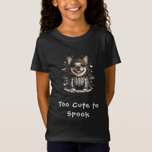 Camiseta Cachorro francês Bulldog Halloween Esqueleto Fofo