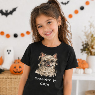 Camiseta Cachorro francês Bulldog Halloween Múmia Assustand