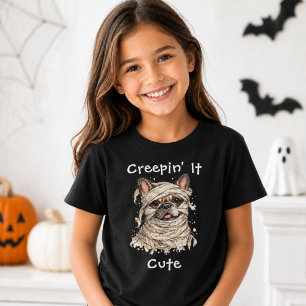 Camiseta Cachorro francês Bulldog Halloween Múmia Assustand