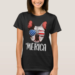 Camiseta Cachorro Francês Cachorro 4 De Julho Bandeira Amer