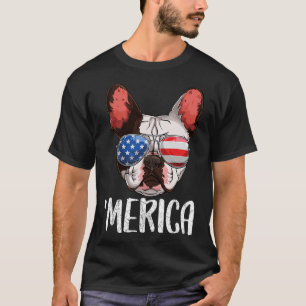 Camiseta Cachorro Francês Cachorro 4 De Julho Bandeira Amer
