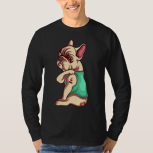 Camiseta Cachorro Francês Cachorro Adoro Mãe Tatuagem