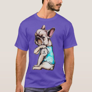 Camiseta Cachorro Francês Cachorro Tatuagem Eu Amo Dia de a