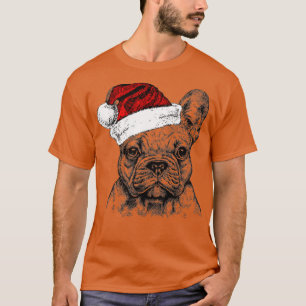 Camiseta Cachorro Francês Papai Noel Engraçado Cachorro Xma