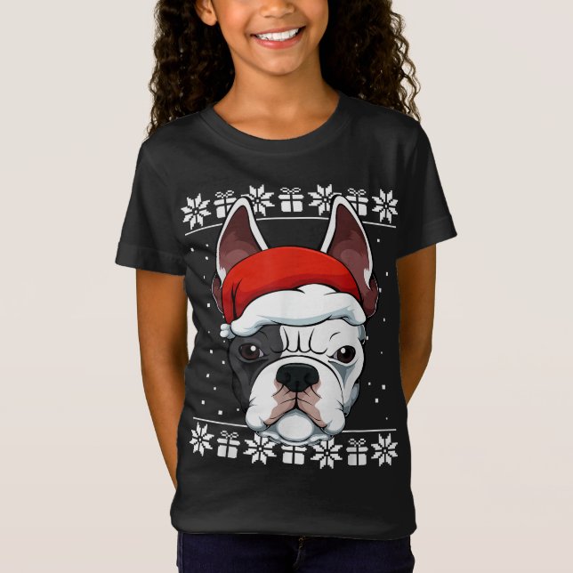 Camiseta Cachorro Francês Santa Hábito Natal Pajama Cachorr (Frente)