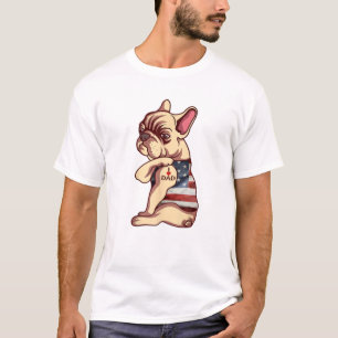 Camiseta Cachorro Francês Tatuagem Adoro Pais Engraçados Pa