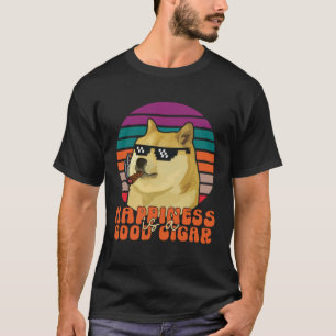 Camiseta Cachorro fumante com óculos escuros A felicidade é