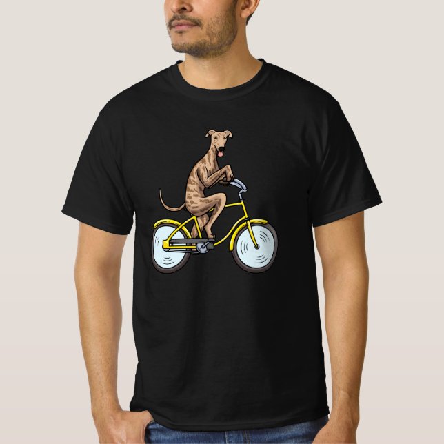 Camiseta Cachorro Galgo Espanol com Pentro Espanhol de Bike (Frente)