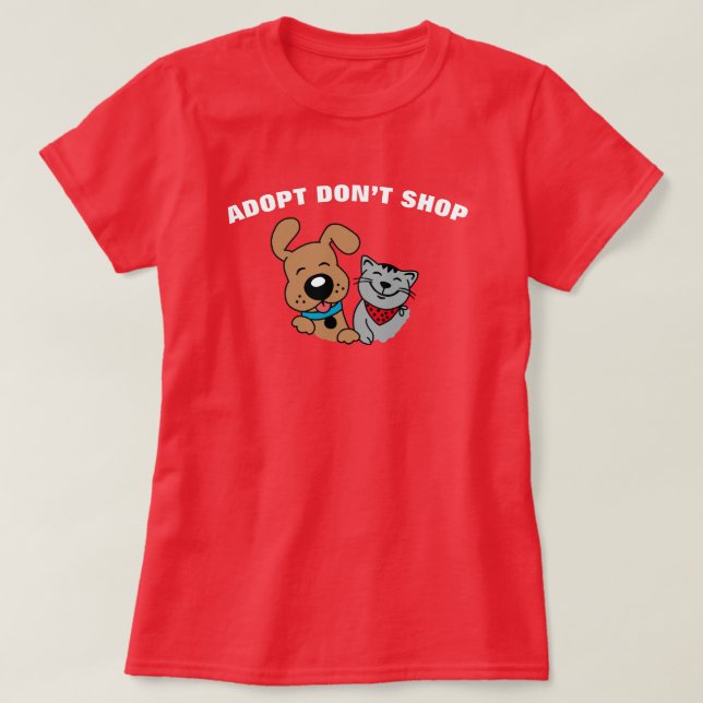 Camiseta Cachorro Gato Adopt Don’t Shop (Frente do Design)