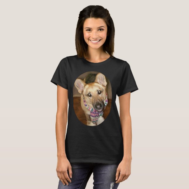 Camiseta Cachorro German shepherd bonito para trás que é fe (Frente Completa)