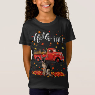 Camiseta Cachorro German shepherd Cachorro Folha outono Ver