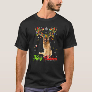 Camiseta Cachorro german shepherd Com Barcos Feliz Natal X
