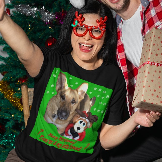 Camiseta Cachorro German shepherd de Natal e Reindeer Mulhe (Christmas German Shepherd Dog & Reindeer Women's T-Shirt)