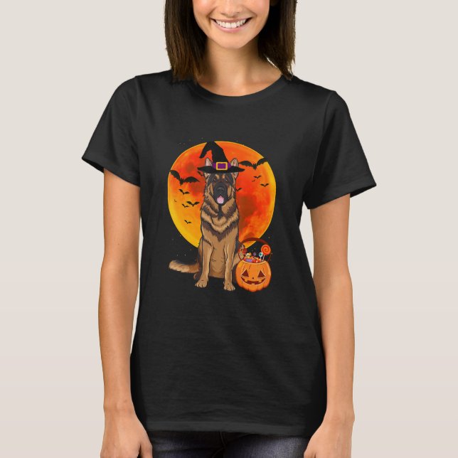 Camiseta Cachorro-german shepherd Jack O Lanterna Pumpk (Frente)