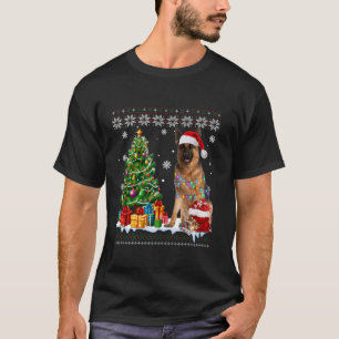 Camiseta Cachorro German shepherd Noel Hat Árvore de Natal