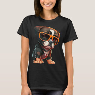 Camiseta Cachorro giro com óculos escuros