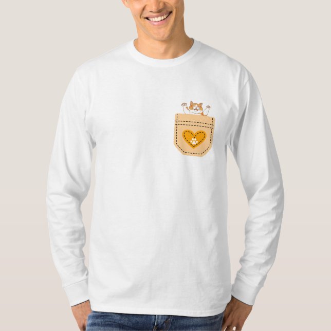 Camiseta Cachorro giro engraçado no Dia de os pais de bolso (Frente)