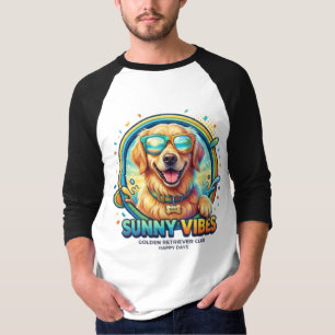Camiseta Cachorro Golden Retriever 3D Gráfico Óculos de Sol