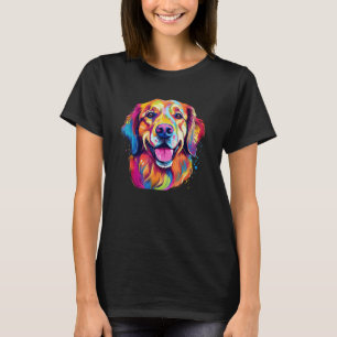 Camiseta Cachorro Golden Retriever Colorido com olhos grand