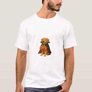 Camiseta Cachorro Golden Retriever de Halloween com Balde d